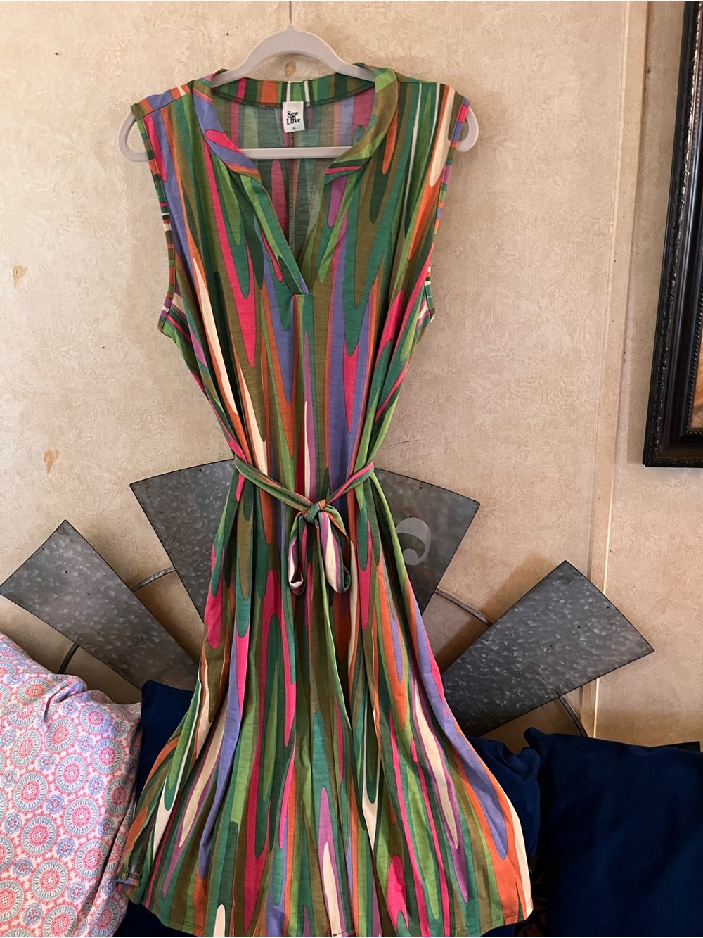 Sew In Love Sleeveless Midi Dress in Green, Pink, Purple & Orange